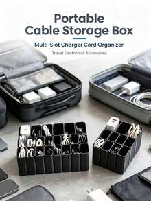 Desktop Cable Organizer, Multi-Compartment Cable Storage Rack, Space-Saving Charging Cable Storage Box, Suitable For Home Office Dormitory Desk - Multicolor - View 3