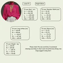 Modische Damen Chiffon Langarm Bluse, tiefer V-Ausschnitt halbtransparentes Top, geeignet für formelle Anlässe - Heißes Pink - Übersicht 7