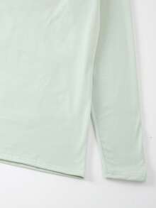 2pcs Women's Thermal Underwear Set, Crew Neck Top + Pants, Winter Base Layer Tight-Fitting Innerwear - Mint Green - View 6
