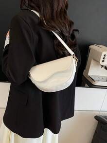 2026新款女款時尚馬鞍包 小眾百搭單肩斜挎包 - 白色 - 查看 5
