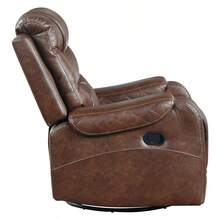 Luxurious Living Room Furniture 1pc Swivel Glider Reclining Chair, Brown Breathable Faux Leather Upholstery Diamond Pattern Stitching - Brown + Solid Wood + Luxury + Modern1 - View 3