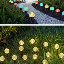Cozy Cottagecore Textured Bubbled Glass Solar Pathway Stake Lights Waterproof Warm Glow Outdoor Garden Patio Lawn Decoration - Black - View 6