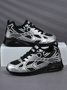 Plus Size Couple Shoes Fashion Casual Men's Shoes, Classic Fashion Men's Sports Shoes Lace-Up Running Shoes, Personalized Men's Casual Street Sports Shoes - Black - View 3