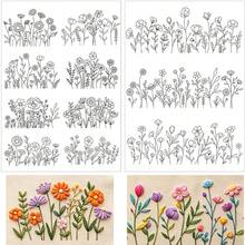 Stick & Stitch Birthday Month Wildflower Water-Soluble Embroidery Transfer Paper, Tiny Floral & Leaf Embroidery Stabilizer Paper For Handmade Sewing DIY Crafts - A103 - View 12