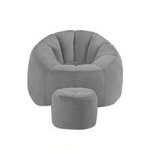Cozy Flower Bean Bag With Footrest - Grey - 灰色 - 查看 3
