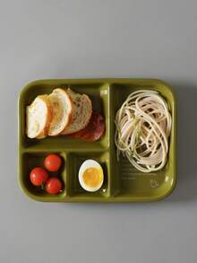 DearDali 1pc Minimalist 4-Compartment Ceramic Plate, Thickened Wear-Resistant Easy To Clean Portion Control Plate, Cream INS Style Dinnerware, Suitable For Kids Complementary Food, Lunch, Weight Loss Portioning Or Back To School Season - View 8