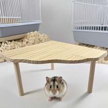 1pc Corner-Shaped Solid Wood Hamster 2-Tier Platform Table, Small Pet Cage Bird Nest Decor, Easy To Install, Climbing Interactive 3D Toy, All-Season, Suitable For Multiple Scenarios - View 5
