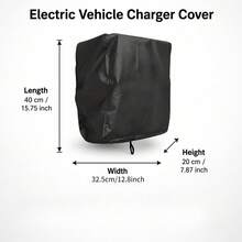 1pc Electric Vehicle Charging Station Cover - Black/Silver, Heavy Duty 300D Oxford Fabric, Drawstring Bottom Design, Suitable For Tesla Charger Base, EV Charger Plug, Flo EV Charger (Cover Only) - Multicolor - View 5