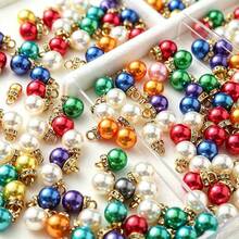 20pcs Christmas Mini Ball Ornaments, Faux Pearl Miniature Christmas Tree Hanging Decorations, Colorful Glitter Balls, Christmas Holiday Party Decor - Multicolor - View 3