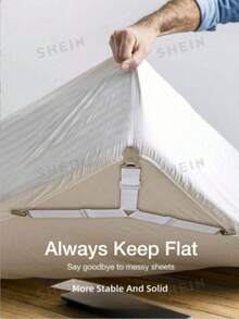 4/1pc/Set Triangle Quilt Fixing Clips, Bed Sheet Clips, Adjustable Elastic Bed Sheet Straps, Heavy Duty Metal Bed Sheet Fasteners, Elastic Band Quilt Fixing Tools, Invisible Non-Slip Bed Sheet Straps, Suitable For Sofa Cushions - Multiple Colors Available - View 3