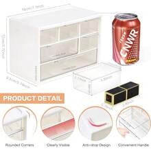 1pc Transparent Plastic Desktop Drawer Storage Box - Large Capacity Multi-Function Storage Box, Suitable For Office Supplies, Cosmetics And Bathroom Supplies, Lightweight Design, Suitable For Home Or Office Use, Desktop Storage Box - Multicolor - View 7