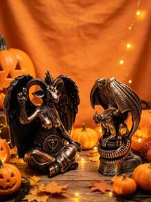 1pc Gothic Style Resin Statue, Gargoyle Snake & Baphomet Goat Sculpture, Dark Witch Decor For Indoor/Outdoor Desktop Halloween Ornament Room Decor Home Decor Halloween Decor - Statue - View 7