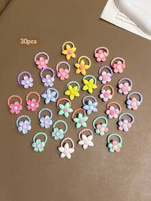 30 piezas de gomas de pelo estilo dibujo animado lindo aleatorio, adecuadas para uso diario - Multicolor - Ver 2
