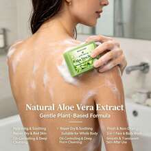 Sabun Buatan Tangan Aloe Vera, 1 buah 4-in-1 Multi-Efek: Sabun Wajah, Sabun Mandi, Sabun Tangan, Sabun Sampo, Pembersih Mendalam, Pengontrol Minyak, Menghaluskan, Melembapkan, Menutrisi, Cocok Untuk Kulit Berminyak, Kusam, Kasar Dan (Rentan Jerawat), Sabun Buatan Tangan Multi-Fungsi - lidah buaya - View 6