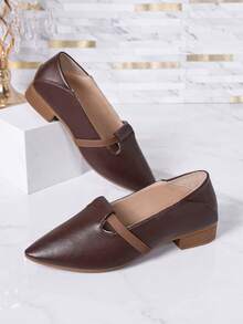 NOBLEARL Women's Fashion Solid Color Round Toe Slip-On Breathable Loafers, Casual Outdoor Tassel Buckle Decor Soft Sole Comfortable Ballet Flats - Brown - View 2