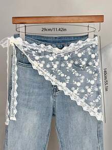 1pc Women's Fashion White Belt Triangle Waist Skirt Lace Waist Apron - White - View 4