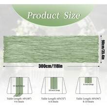 1/2pcs Grey Green Cheese Cloth Table Runner, Bohemian Gauze Cheese Cloth Tablecloth Suitable For Wedding, Party, Birthday, Home Decor - Green - View 6