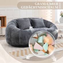 Bean Bag Sofa - Beige Chenille, Comfortable Accent Chair For Home And Outdoor Use - 灰色 - 查看 2