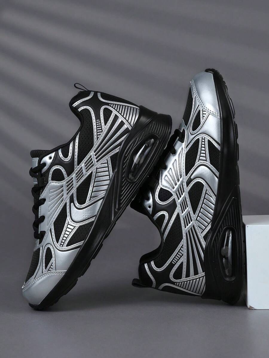 Plus Size Couple Shoes Fashion Casual Men's Shoes, Classic Fashion Men's Sports Shoes Lace-Up Running Shoes, Personalized Men's Casual Street Sports Shoes - Black - View 1