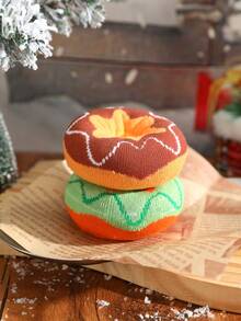 2 Pairs Unique Creative Fun Color-Block Donut Design Mid-Calf Casual Socks, Gift For Men / Women, Suitable For Autumn/Winter Atmosphere Outfits, Personalized Gift Item, Fits Christmas / Halloween / Day Of The Dead / Teacher's Day / Holiday / Oktoberfest / Back To School / Thanksgiving Gifts, Suitable For Home Relaxation / Office Daily / Short Vacation / Theme Party / Friends & Family Birthday / Wedding Favor / Family Gathering Gift - Multicolor - View 6