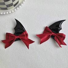 Halloween, Decoração de Halloween, Festa, Presilhas de Cabelo com Laço de Asa de Morcego Diabo Gótico, Presilhas e Grampos de Cabelo Fofos, Acessórios de Cabelo Preto e Vermelho, Ideal para Cosplay de Halloween, Festa Temática, Viagem Diária, Escola, Presentes Fofos Perfeitos para Meninas - presilha de cabelo - Visão 11