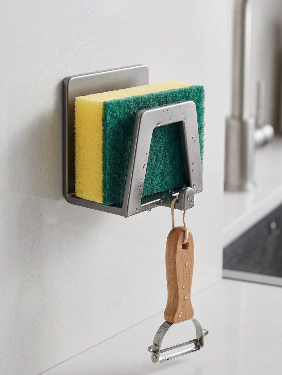 2pcs Stainless Steel Wall Hooks, Easy Installation, Multi-Functional Storage, Suitable For Kitchen, Bedroom And Bathroom. Modern Practical Hooks With Strong Adhesive Backing.