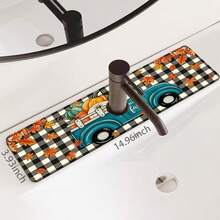 1pc Thanksgiving Pickup Truck Pattern Rubber Faucet Splash Guard, Bathroom Faucet Splash Guard, Mud Guard, Moisture-Proof Non-Slip Faucet Mat, Kitchen Countertop Accessory. Protect Your Kitchen Countertop. - Multicolor - View 14
