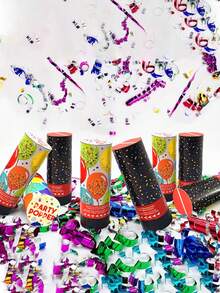 3pcs Spring-Loaded Mini Colorful Confetti Poppers, Suitable For Birthday Party, Halloween Party, Wedding Decoration, Party Supplies, Christmas Decoration, Bachelorette Party Supplies - Terms and Conditions - View 1