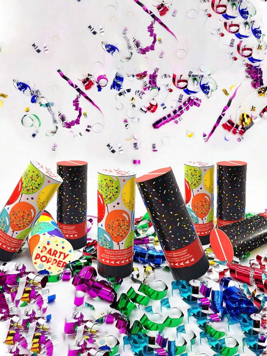 3pcs Spring-Loaded Mini Colorful Confetti Poppers, Suitable For Birthday Party, Halloween Party, Wedding Decoration, Party Supplies, Christmas Decoration, Bachelorette Party Supplies - Terms and Conditions - View 1