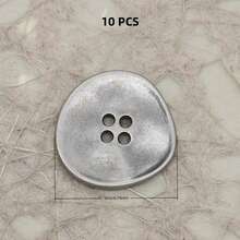10 PCS 11/15/18/20/23mm 11-23mm Vintage Asymmetrical Textured Minimalist Asymmetric Wavy Metal Buttons, Suitable For Shirts, Suits, Asymmetric Stitching, Knit Cardigans, Four-Hole Buttons - Irregular Corrugated Surface - View 18
