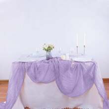 1pc Cheesecloth Table Runner, Semi-Transparent Gauze Tablecloth, Bohemian Or Rustic Style Wedding Table Decor, Suitable For Wedding Decoration, Arch Drapery, Bridal Shower, Holiday Party Decor - Multicolor - View 76