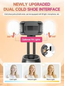 TOKQI Estabilizador Gimbal con Seguimiento Automático 360°,Soporte de Teléfono Inteligente Portátil Integrado con Seguimiento Facial,Con Luz de Relleno Atenuable y Trípode,Compatible con Fotografía en Retrato y Paisaje,Compatible con iOS y Android para Vacaciones de Verano,Actividades al Aire Libre,Transmisión en Vivo - Multicolor - Ver 6