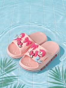 HAHABOBO Kids' Pink Mermaid EVA Platform Slippers, Color-Blocked Side Prints, Lightweight Summer Vacation Beach Shoes, Suitable For Boys And Girls - Pink - View 2