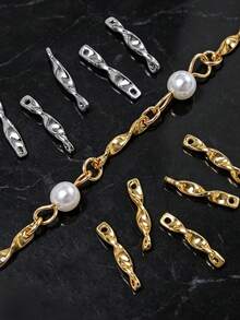 10 Peças Conectores de Flor Torcida com Duplo Furo Banhados a Ouro 18K em Latão, Fechos de Pulseira, Acessórios DIY para Fazer Colares e Pulseiras - distorção - Visão 2