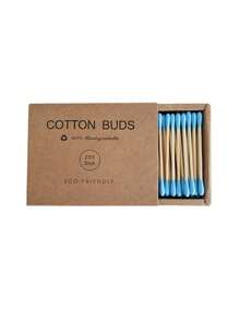200pcs/Pack Kraft Paper Box Bamboo & Wood Double-Ended Cotton Swabs, Makeup Remover Pad Buds, Ear Cleaning - Multicolor - View 25
