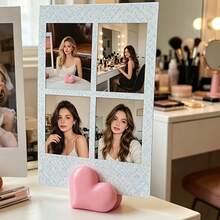 1/10/20pcs Sweet Style 3D Heart-Shaped Photo Holder, Sturdy Heart Structure, Supports Small Size Photos And Cards, Dressing Table Desk Desktop Photo Display Decoration Ornament - Pink Heart - View 4