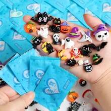 Cartoon Halloween Rubber Rings, Cute Ghost, Skeleton, Pumpkin, Witch, Black Cat Design, Halloween Decoration, Party Decor Accessories, Trick Or Treat Props, Spooky Party Gifts, Small Halloween Gifts, Gift Bag Fillers, Halloween Gifts (Suitable For Teens 14+) - Multiple Styles - View 4