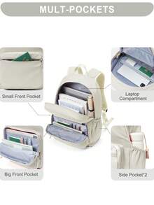 Student Backpack, Campus Backpack, Laptop Backpack, Multi-Functional Travel Backpack Suitable For Work And School, Can Hold 14-Inch Laptop, Nylon Black Daily Backpack, Airplane Approved Handbag Suitable For Girl, Perfect For Work, School, Business And Weekend Travel, Lightweight And Durable, Suitable For Business Trips, College Students And Daily Use - Multicolor - View 6