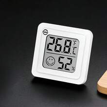 可攜式壁掛式桌面 2 合 1 溫濕度計，微笑臉舒適提醒功能，緊湊方形機身節省空間，附強力黏貼膠帶，塑膠底座；適用於露營車、展示櫃、儲藏室，全天候監控環境溫濕度變化 - A - 查看 6