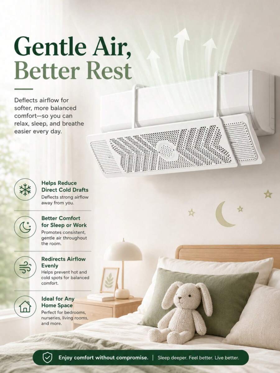 Four Seasons Universal Installation-Free Air Conditioning Air Deflector To Avoid Direct Blowing Outlet Air Adjustable And Retractable, Suitable For Hot And Cold Air - Multicolor - View 1