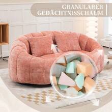 Bean Bag Sofa - Beige Chenille, Comfortable Accent Chair For Home And Outdoor Use - 粉色 - 查看 3