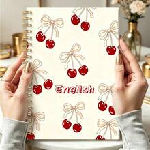 1PC A5 Cherry Design Hard Shell Spiral Notebook, University Standard Grid, Suitable For Office And Study Use, Is A Great Gift For Teachers And Students, Using High-Quality Paper, Is The Ideal Gift For Christmas. - Multicolor - View 1