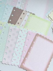 Kawaii Polka Dot Scalloped Edge Loose‑Leaf Paper, Colorful Decorative Scrapbook Insert Paper For Journal DIY Craft Supplies - A - View 5