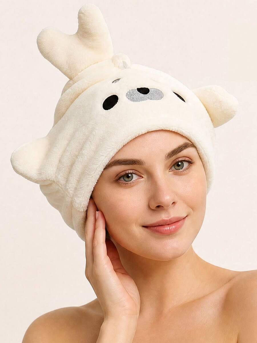 Cute 3D Cartoon Seal Microfiber Hair Drying Cap, Super Absorbent Quick Dry Shower Cap, Suitable For Daily Bathing, For Girls - Multicolor - View 1