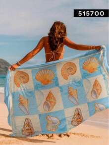 BASSI BRASIL ESTAMPARIA DIGITAL Women Cover Ups - 海螺藍 - 查看 3