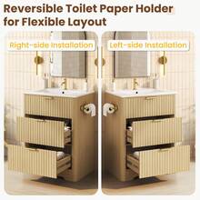 61cm Natural Wood Freestanding Washbasin Vanity Unit - Natural - View 6