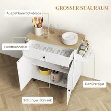Kitchen Island, Kitchen Cart On Wheels With Drop-Leaf Countertop, Drawer, Kitchen Trolley With Shelf, Towel Bar, Spice Rack, White Kitchen Cart - 白色 - 查看 5
