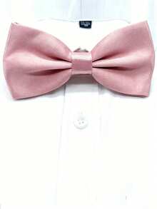 1PC Men's Solid Color Bow Tie, Double Layer Polyester Bow Tie For Groom, Groomsman, Host, Server - Dusty Pink - View 2