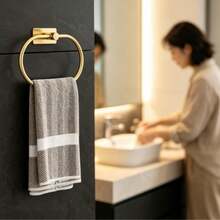 Self-Adhesive Bathroom Towel Ring, Stainless Steel Self-Adhesive Towel Rack, No Drilling Required, Wall-Mounted, Suitable For Bathroom And Kitchen Sink, Back To School Supplies, Bathroom Accessories, Halloween And Christmas Gifts - A - View 7