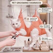 4-In-1 Pet Grooming Hammock Set - Professional Cat & Dog Nail Trimming And Ear Cleaning Tools, Includes Breathable Mesh Restraint Bag, S-Shaped Hook And Nail Clipper, Random Color - one-size - View 7